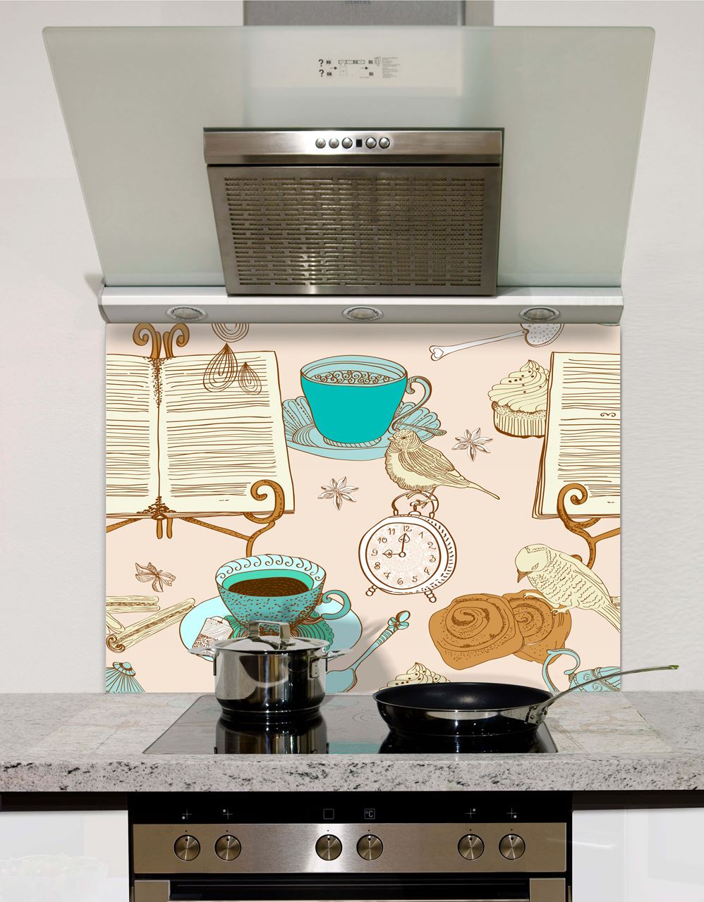 Vintage tea Glass Splashback