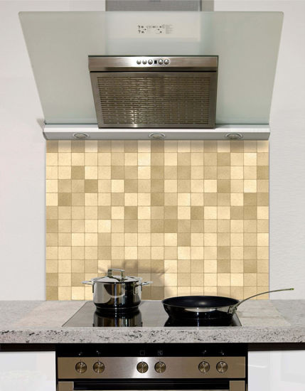 Neutral mosaic Glass Splashback