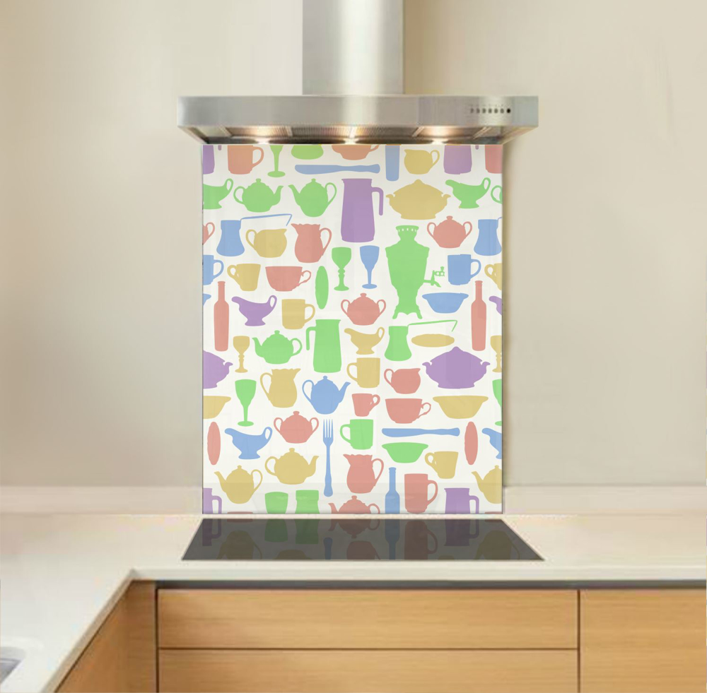 Picture of Crockery print pastel Splashback