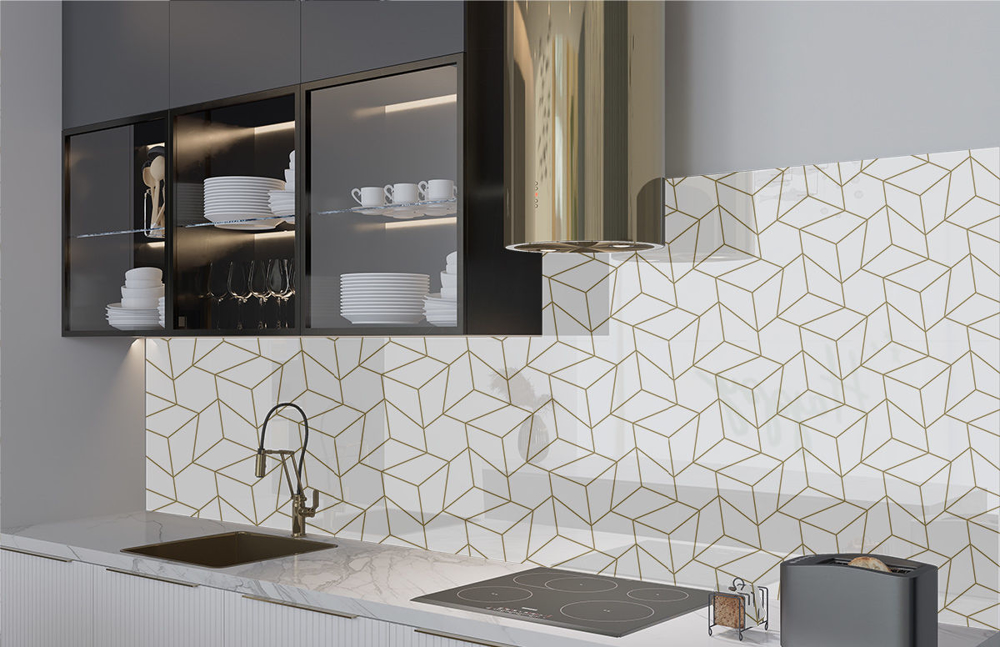 Gold Geometric Glass Splashback