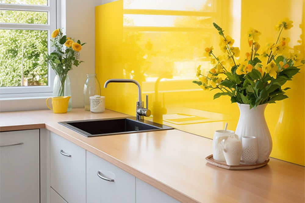 Picture of Yellow Glass Splashbacks