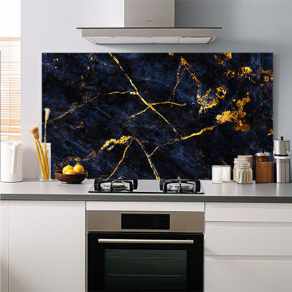 Material images on toughened glass splashbacks