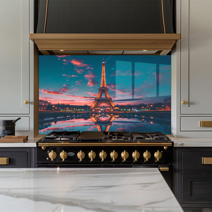 Paris Eiffel Tower at Night Glass Splashback