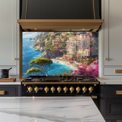 Coastal Town Art Glass Splashback