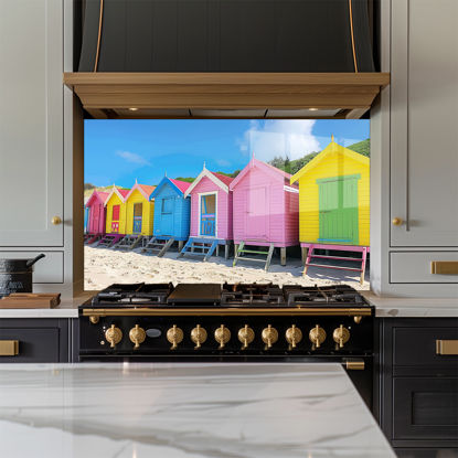 Beach Huts Glass Splashback