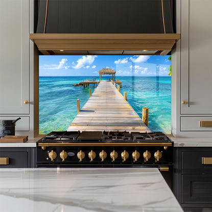 Jetty into the Ocean Glass Splashback