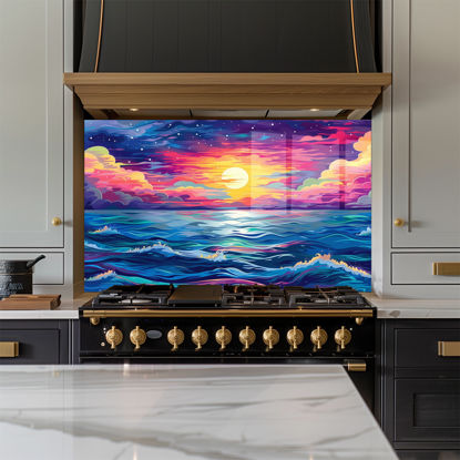 Seascape Illustration Glass Splashback