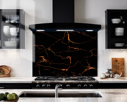 Black & Fire Vein Marble Splashback