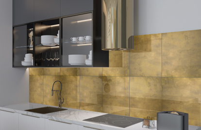 Brass Wall Panels Glass Splashback
