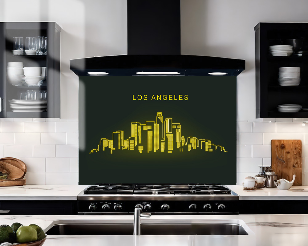 LA Glass Splashback Neon Yellow