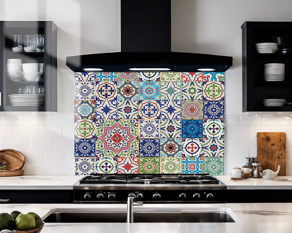 Moroccan Tiles Glass Splashback