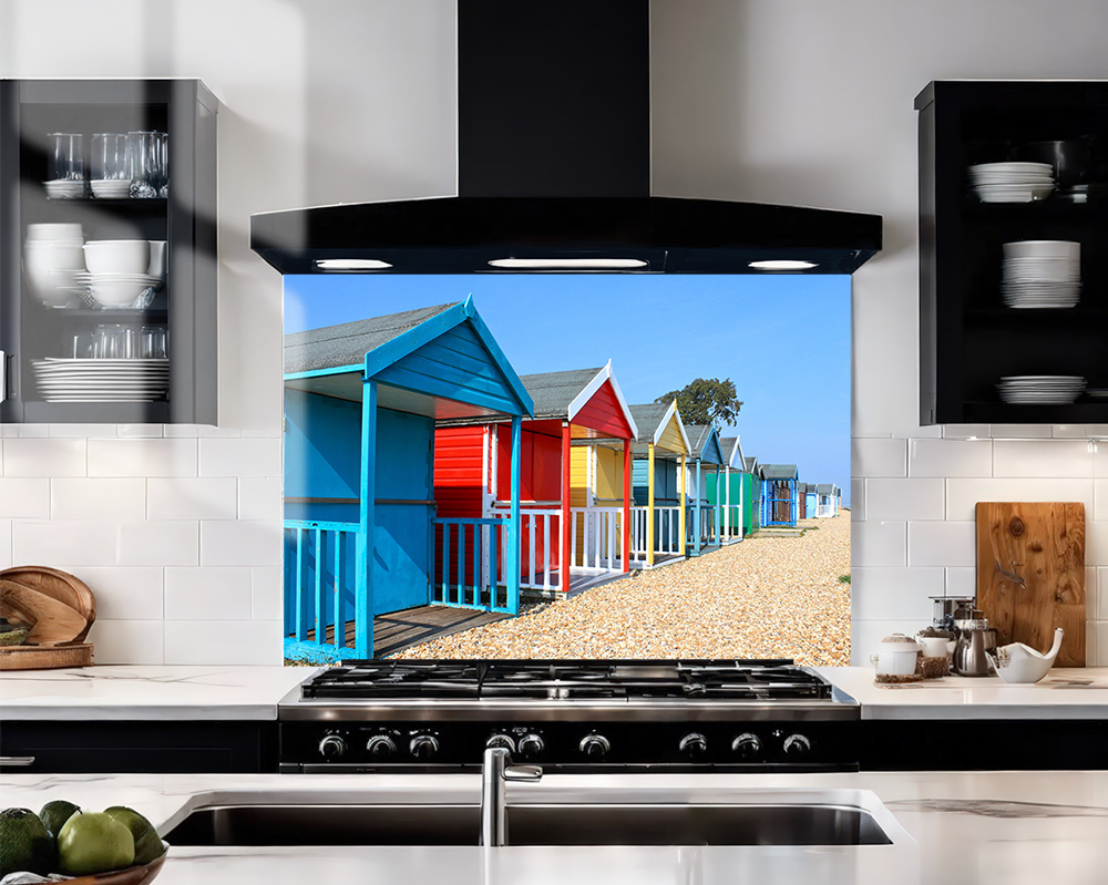 Beach Huts Glass Splashback